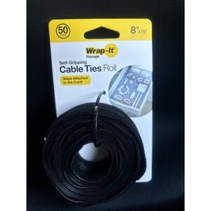 Wrap-It Cable Ties  Roll 8" X .5" Black Nylon Cable Ties Roll 50 Pack